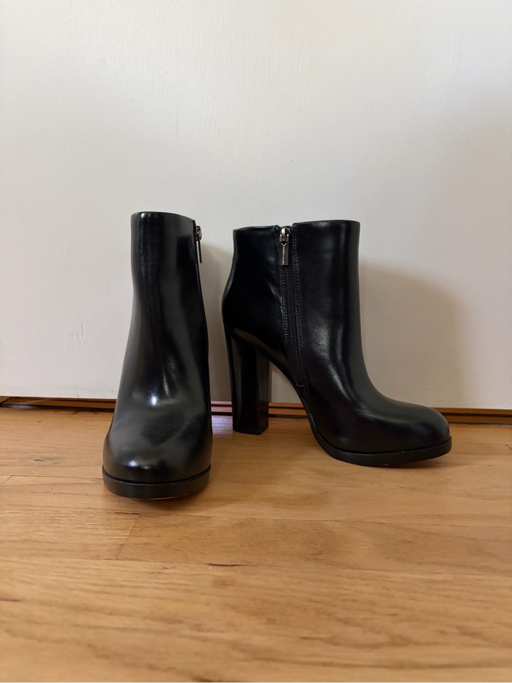 Vince Camuto Black Leather High Heel Ankle Boots